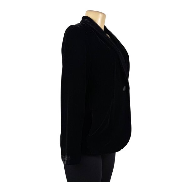 J Jill Womens Black Blend Velvet Blazer  Lined Single Button Sz XS Petite - Picture 3 of 11